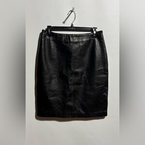 JLC NEW‎ YORK Vintage 100% Leather Black Skirt With Back Slit Size 10